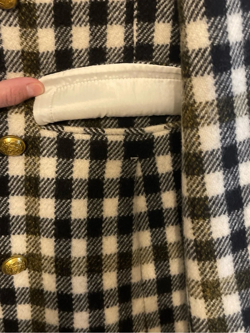 J. CREW Ladies Double Breasted Long Wool Coat, Ivory Multi plaid, Sz 8 NWOT! - Picture 12 of 16